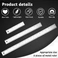OUMERY Metal Ruler 3 Pieces Stainless Steel Ruler with Cork Backing Non Slip Straight Edge Metal Ruler for Office School Work.