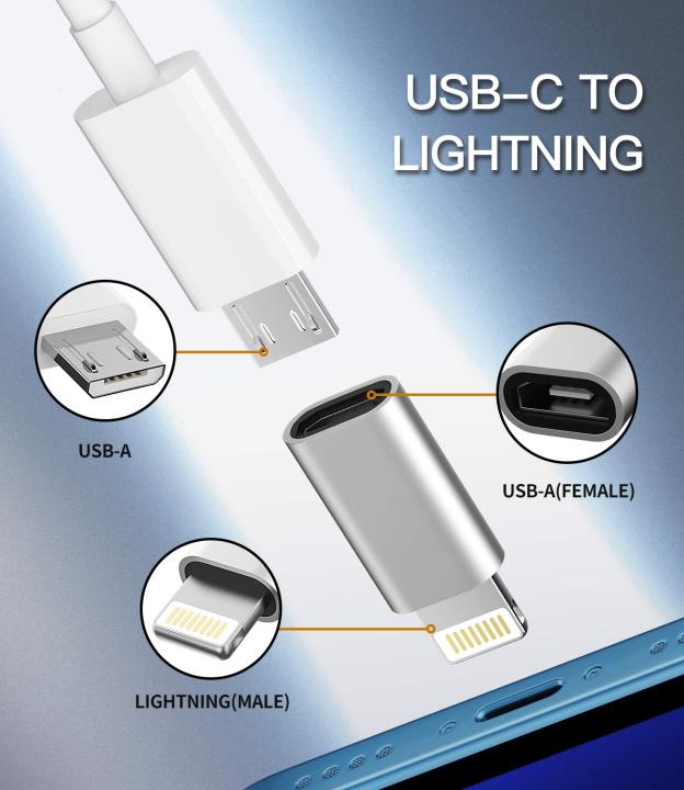 Micro USB Type-B (Female) to iPhone Lightning (Male) Convert Connector Support Charge 1pcs