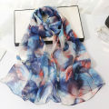 【selevn roind】Elegant Gauze Scarf Beach Printing Sunscreen Shawl Lotus Flower Design Elegant Pretty Madam Women Smooth Scarves 18 Style.