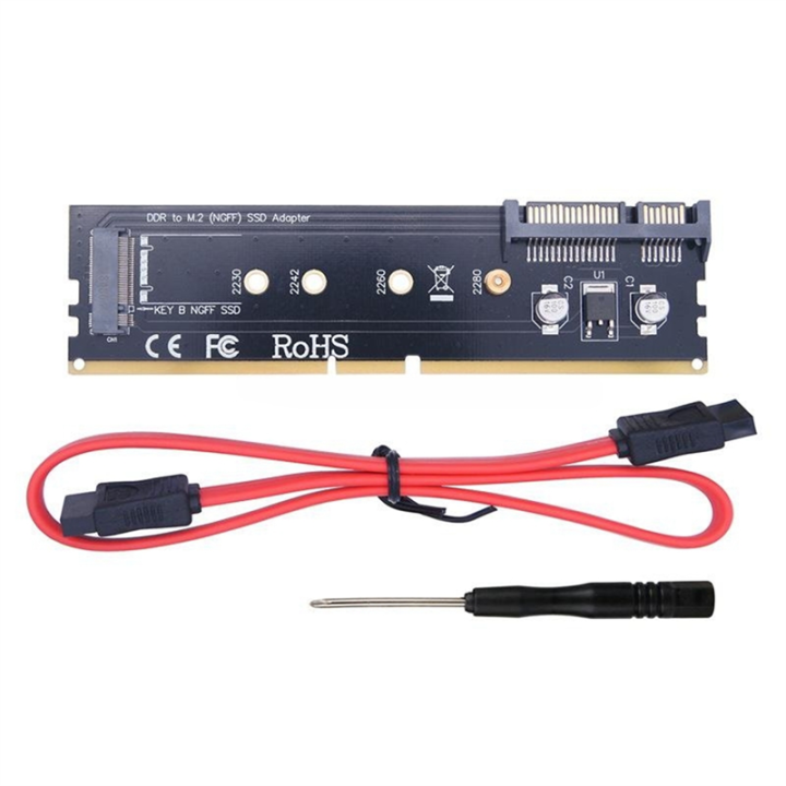 DDR3 DDR4 DDR2 to M2 SSD Adapter Black PCB SATA 15Pin Power + SATA 7Pin Data Port