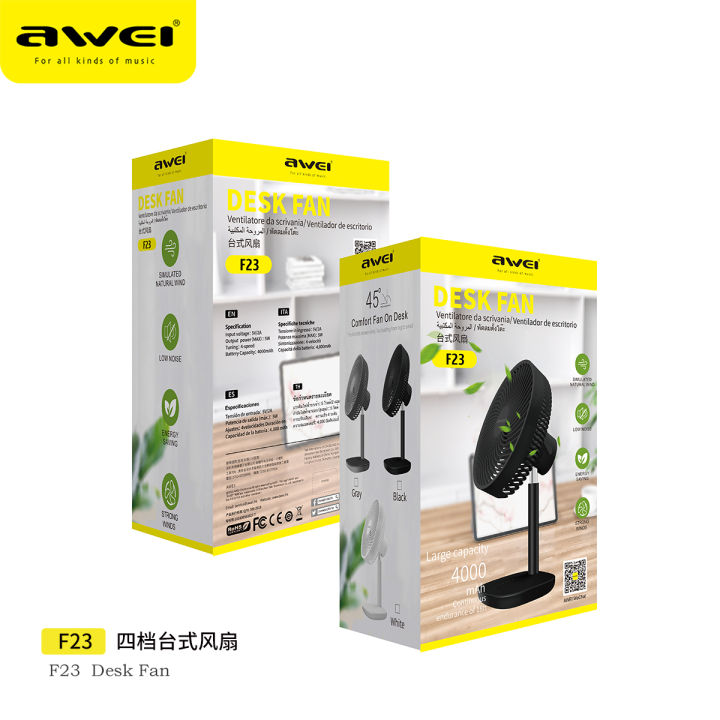 Awei%20F23%20Mini%20Portable%20Fan%204%20Speeds%20Low%20Noise%20Desktop%20Stable%20Cooling%20Fan%204000mAh%20Rechargeable%20Desk%20Fan%20-%20Image%202