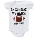 On Sundays We Watch Rugby With Daddy Newborn Baby Boy Girl Costumes Football Cotton Romper Jumpsuit Outfits Short Sleeve Clothes.