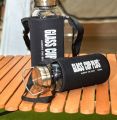 glass Water Bottle with Time Marker Creative Large Capacity Leakproof Drink Bottle.