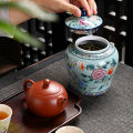Enamel General Jar Painted Flowers Moisture-proof Sealed Tea Jar Art Crafts Ornaments Sundries Storage Box Home Decoration Gifts Amour zii.
