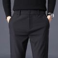 Autumn Winter Men's Casual Pants Business Stretch Slim Fit Elastic Waist Jogger Korean Classic Thick Black Gray Trousers Male. 