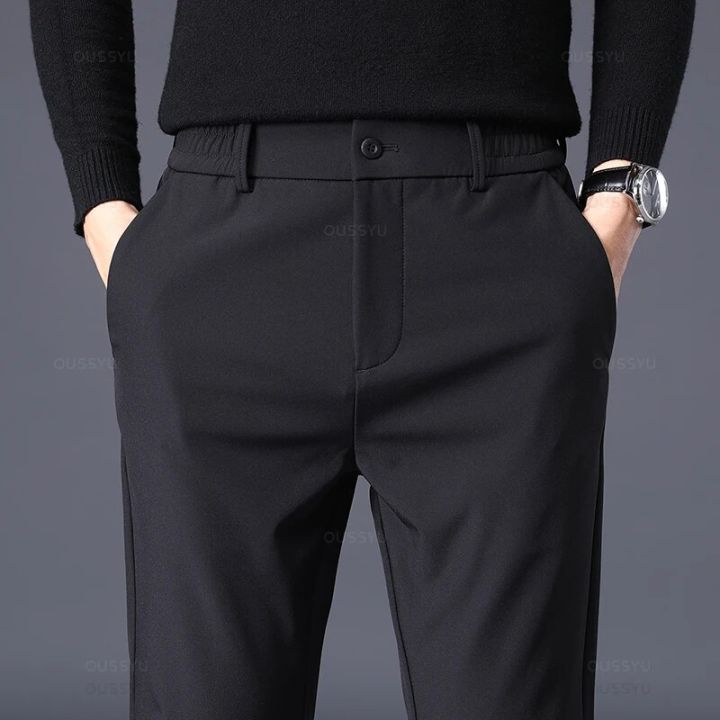 Autumn%20Winter%20Men's%20Casual%20Pants%20Business%20Stretch%20Slim%20Fit%20Elastic%20Waist%20Jogger%20Korean%20Classic%20Thick%20Black%20Gray%20Trousers%20Male%20-%20Image%205