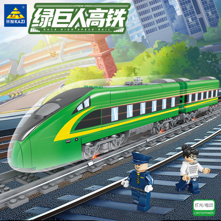 Gift Kaizhi Building Blocks 98276 Hulk Train Assembly Puzzle Electric Rail Train Kids Toys Boys