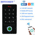 Outdoor Tuya App Wifi Access Control System IP68 Waterproof RFID EM Fingerprint Keypad ID Card Reader Standalone Door Controller.
