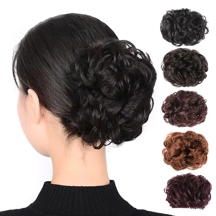 Flower%20Bud%20Head%20Wig%20Claw%20Clip%20In%20Hairpiece%20For%20Women%20Messy%20Curly%20Short%20Synthetic%20Hair%20Extension%20Chignon%20Donut%20Roller%20Demoo%20-%20Image%203