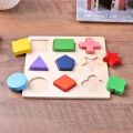 Wooden Geometric Shapes Montessori Puzzle Sorting Math Bricks Preschool Learning Educational Game Baby Toddler Toys for Children.