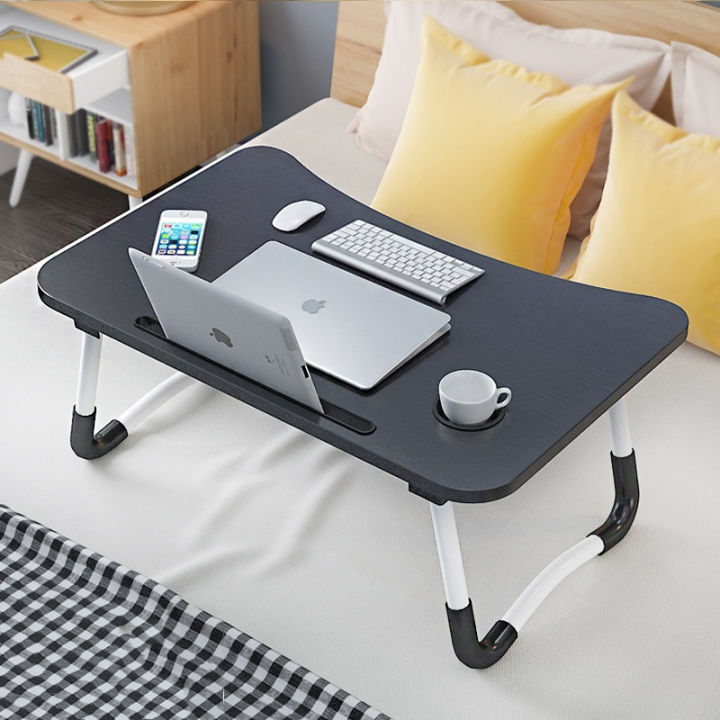 Folding Desk  Home Computer Stand  Bed laptop table  Laptop Desk  Notebook Desk  Laptop Table  Bed Sofa Tray Table  Dormitory Study Table   Aluminum Foldable Laptop Table with Cup Holder & IPad Slot