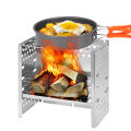 Camping Stove Picnic BBQ Cooker Folding Stainless Steel Backpacking Stove Wood Stove Burner. 