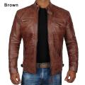Plus Size Jacket S-5XL Men's Autumn Winter Leather Jacket Casual Stand Collar Motorcycle Biker Coat Zip Up Outwear. 