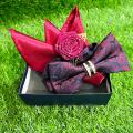 Crystal Wedding Bow Tie With Lapel Pin & Pocket Squre.