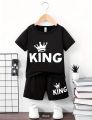 Baby Boy Summer Short Sleeve T-shirt Tee Shorts 2 Pcs Outfits Set used children baby comfortable T-shirt and pant. 