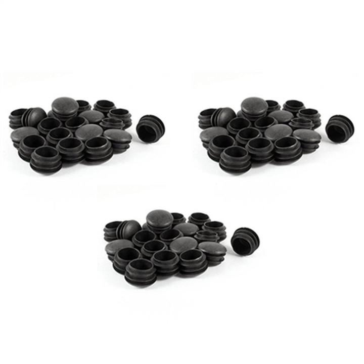 60 Pcs Black Plastic 25mm Dia Blanking End Caps Round Tube Insert