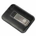 Leather Card Holder with Money Clip Wallet for Man. 