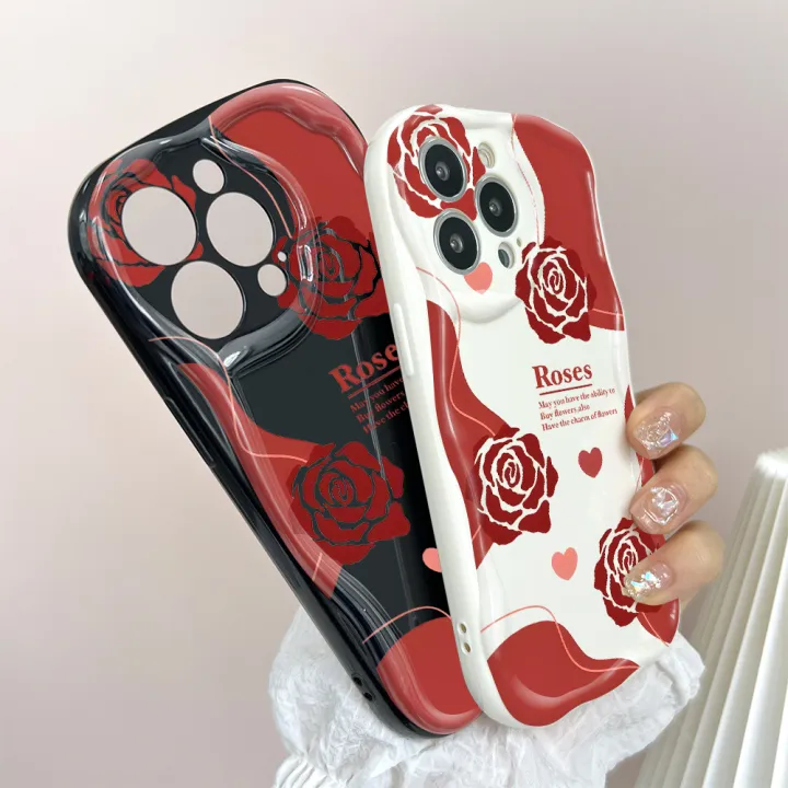 Jizetin%20for%20Samsung%20S22%20Ultra%205G%20Back%20Cover%20Back%20Cover%20Red%20Rose%20Cream%20Wavy%20Edge%20Soft%20Silicone%20Phone%20Case%20-%20Image%209
