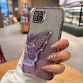 For OPPO F21 Pro F19 F19 Pro F17 F17 Pro F15 Casing case with 3D Flowing Sand Diamond Butterfly Stand Luxury Slim Gradient Plating Glitter Girls Stylish Back Cover Clear Soft Silicone Protective Cases Pouch.