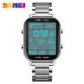 SKMEI 1888 design 3D pedometer golden man digital watch costume Stainless steel rectangle vintage business wristwatch For Men. 