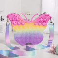 Butterfly with Rainbow Cloud Pop Itting Purse For Girls Sensory Fidget Toy Silicone Shoulder Bag Push. 