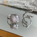 Enacolor 2-Piece Set Munstone Heart Open Ring - Adjustable for Women.