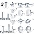 1Pc/Lot ASTM F136 Implant Titanium Push In Threadless Labret Lip Ear Piercing Kits Push Pin Replacement Helix Stud Nose Earring. 