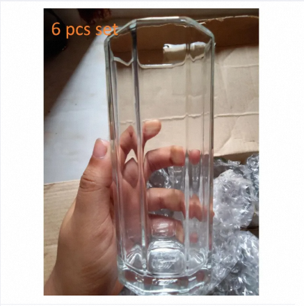 Water Drinking Glass 8 Angle 6pcs set / 8 corner water glass - 300 ml