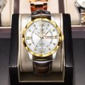 BINBOND Luxury Business Man Wristwatch Waterproof Luminous Date Week Men Watch For Men Quartz Clock Leather Men's Watches reloj.
