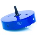 Durable 6 Inch 152 Mm Hole Saw Blade for Cornhole Boards/Corn Hole Drilling Cutter & Hex Shank Drill Bit Adapter (Blue). 