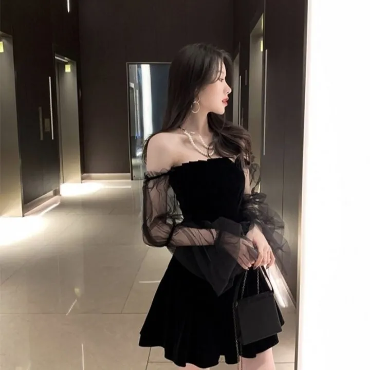 New%202022%20Black%20Retro%20Dress%20Women%20Lace%20Chiffon%20Mini%20Dress%20Female%20High%20Street%20Korean%20Fashion%20Dress%20Women%20Club%20Dress%20-%20Image%203