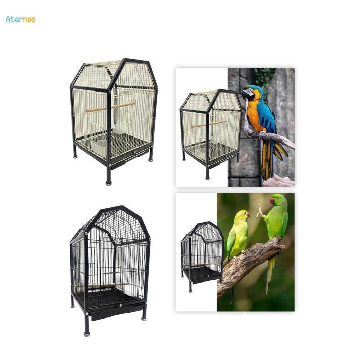Bird%20Cage%20Parrot%20Cage%20Portable%20Metal%20Birdcage%20for%20Parakeet%20Budgie%20Cockatiel%20Beige%20-%20Image%202