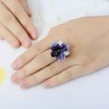 2023 New Fashion 925 Sterling Silver Jewelry Sets For Women Elegant Enamel Dark Purple Zircon Flower Necklace Ring Earrings Girl.