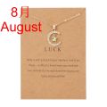New Moon Star Crystal Birthstone Pendant Necklace For Women Choker Mom Birthday Jewelry Gift Gold Color Clavicle Chain Card. 