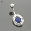 Starose 14G Oval Crystal Belly Piercing Nombril Barbell Women Earrings Surgical Steel Navel Ring Belly Button Rings Body Jewelry.