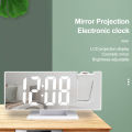 LED Mirror Digital Projection Alarm Clock Table Electronic Clocks Brightness Adjustment with nice material.