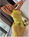 Elegant High Elasticity Fish net Bodysuit with Cut-Out Detail and Ties.