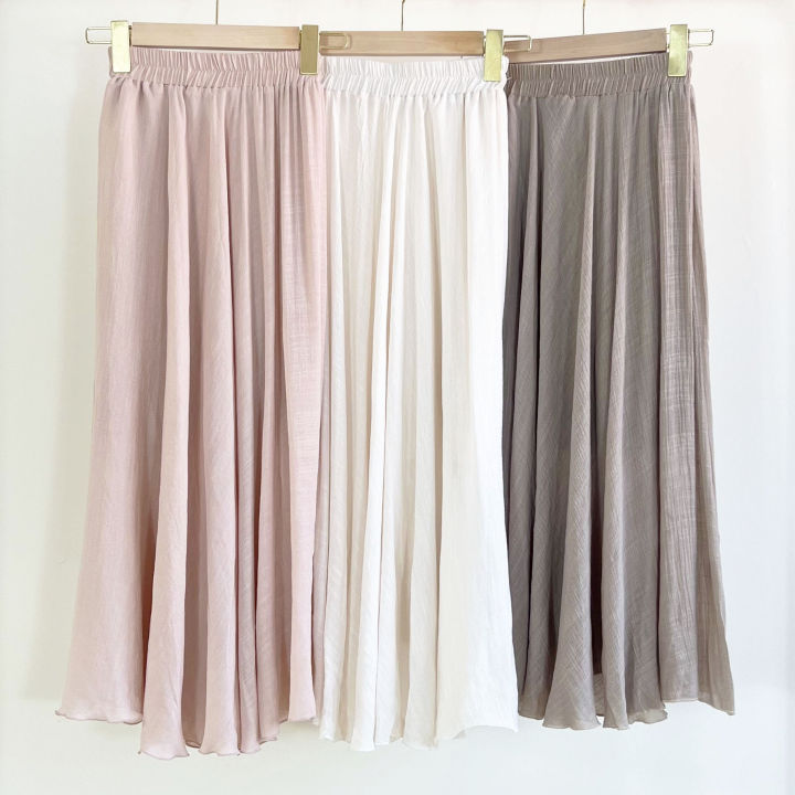 The new solid color drape, cotton and linen, big swing temperament, elastic waist, gentle wind, atmosphere, long skirt, dance, dance