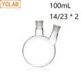 【The road to happiness Store】YCLAB 14/23 Distillation Flask Oblique with Two Necks Standard Ground Mouths Distilling Round. 