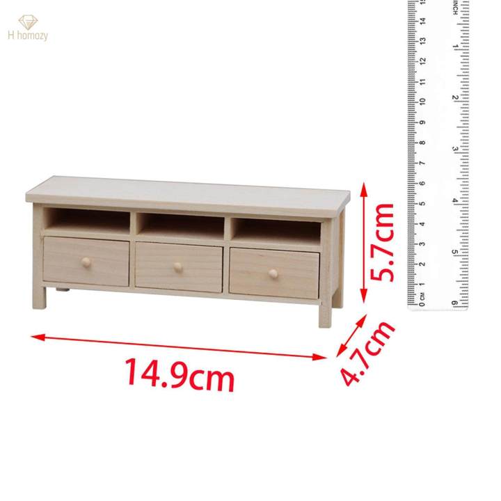 1:12%20Dollhouse%20Furniture%20Mini%20TV%20Cabinet%20with%20Drawers%20TV%20Stand%20Unpainted%20for%20Accessory%20-%20Image%203