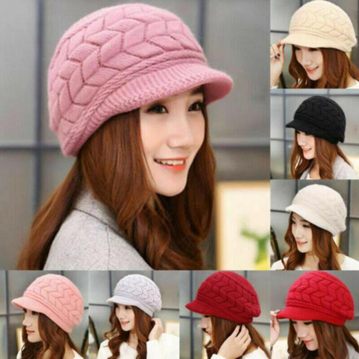 Beret Cap Peaked Winter Slouch Beanie Thermal Knitted Warm | Daraz.com.bd