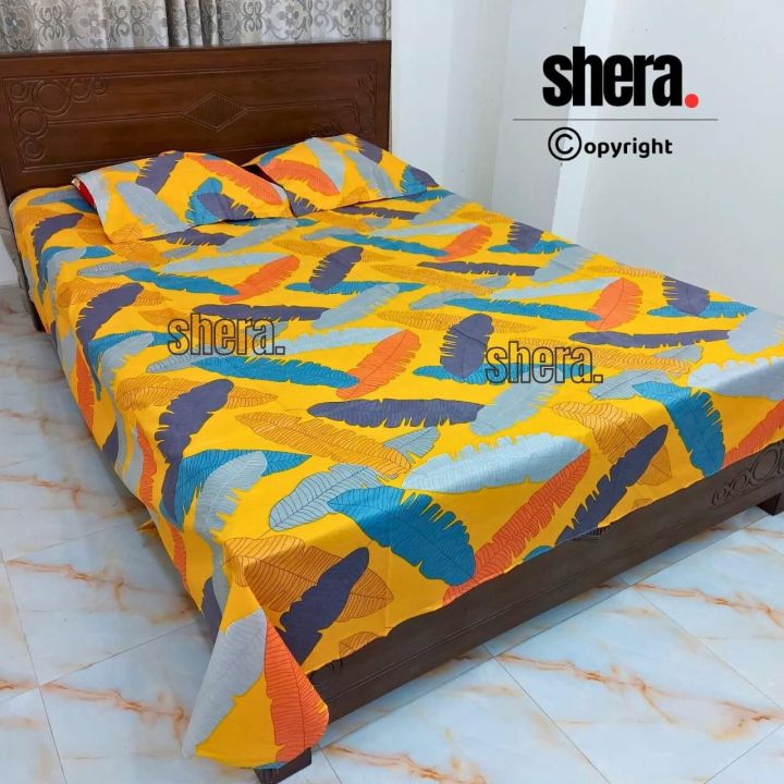 double%20King%20Size%20Bed%20Sheet%20Set%20with%20Pillow%20Cover%20Chador%20set%207.5%C3%978.25%20feet%20Full%20Cotton%20Fabric%20-%20Image%202