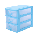 3X Mini Translucent Drawer Type Plastic Storage Box(Blue 3 Layers). 