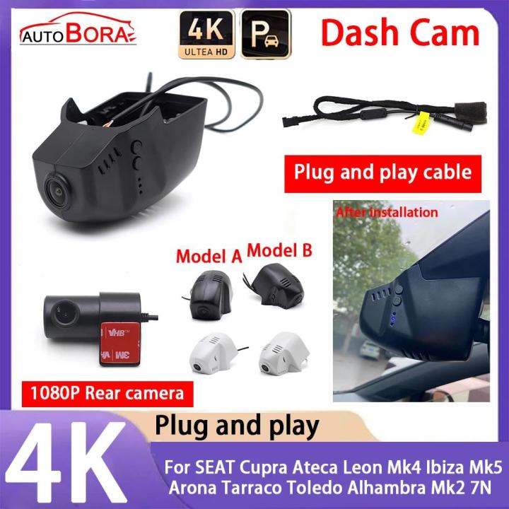 4K 2160P Plug and Play UHD Car Dash Cam Camera for SEAT Cupra Ateca Leon Mk4 Ibiza Mk5 Arona Tarraco Toledo Alhambra Mk2 7N