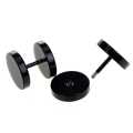 1pair Black Stainless Steel Barbell Round Stud Earrings for Men Women Dumbbell Earrings Punk. 