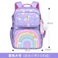 New Student Rainbow School Bag Grade 1-3-6 Girls Lightweight Spine Protector Children's Backpack Cute Pink. 