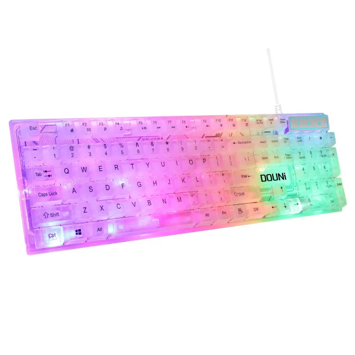 Douni%20KB101%20Colorful%20Luminous%20RGB%20Transparent%20Keyboard%20Mechanical%20Feel%20Laptop%20Gaming%20Wired%20Keyboard%20-%20Image%205