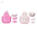 Chefs Apron Set - 4 Pieces Hat & Apron with Accessories - Pretend Play Kitchen Set. 