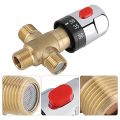 JAEEE Thermostatic Mixing Valve Solid Brass G1/2 for Shower System Water Temperature Control Pipe Basin Thermostat Control.
