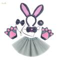 Bunny Costume Set Cosplay Nose Modern for Stage Shows Easter Themed Parties Gray 6pcs. 